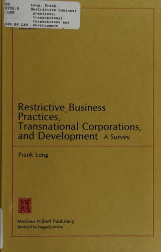 Restrictive Business Practices, Transnational Corporations, and Development: A Survey (Dimensions of International Business)