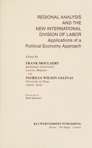 Regional Analysis and the New International Division of Labor: Applications of a Political Economy Approach (Population and Community Biology Series)