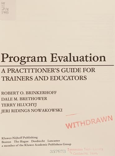 Program Evaluation A Practitioner’s Guide for Trainers and Educators