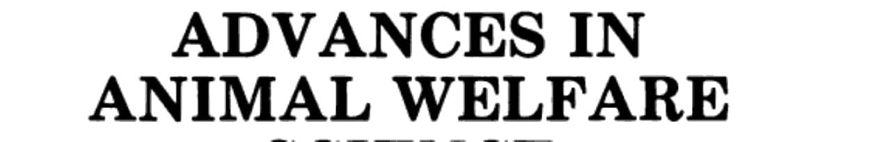 Advances in Animal Welfare Science 1984
