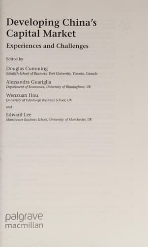 Developing China's Capital Market Experiences and Challenges