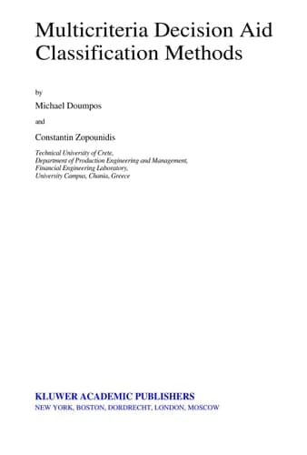 Multicriteria Decision Aid Classification Methods