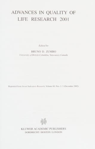 Advances in Quality of Life Research 2001