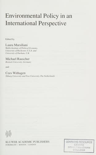 Environmental Policy in an International Perspective