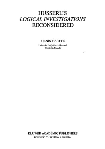 Husserl's Logical Investigations Reconsidered