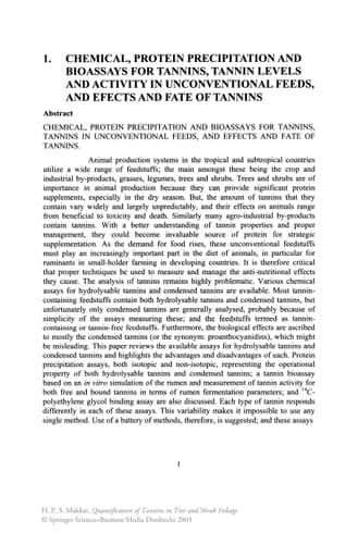 Quantification of Tannins in Tree and Shrub Foliage A Laboratory Manual