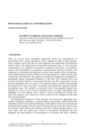 Fundamentals of Cell Immobilisation Biotechnology