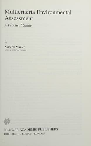 Multicriteria Environmental Assessment A Practical Guide