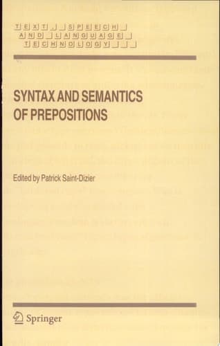 Syntax and Semantics of Prepositions
