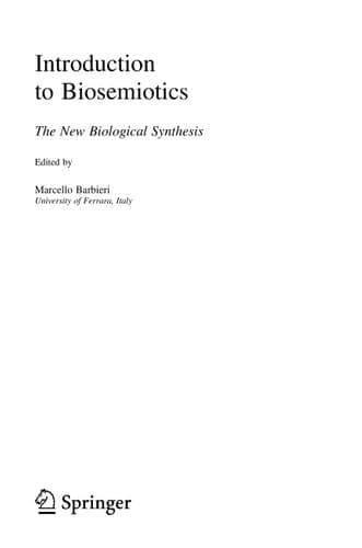 Introduction to Biosemiotics The New Biological Synthesis