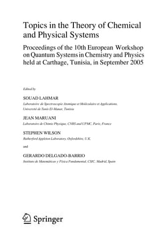 Topics in the Theory of Chemical and Physical Systems Proceedings of the 10th European Workshop on Quantum Systems in Chemistry and Physics held at Carthage, Tunisia, in September 2005
