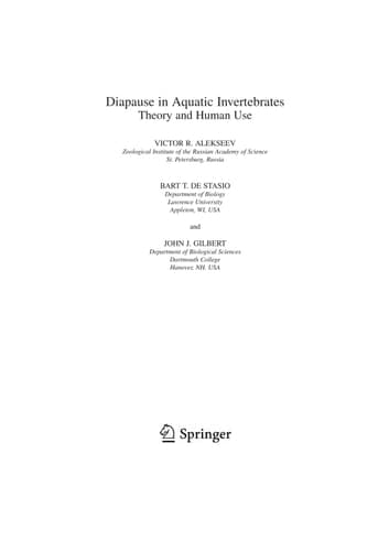 Diapause in Aquatic Invertebrates: Theory and Human Use (Monographiae Biologicae, 84)