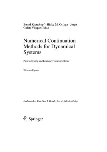 Numerical Continuation Methods for Dynamical Systems Path following and boundary value problems
