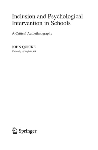 Inclusion and Psychological Intervention in Schools A Critical Autoethnography