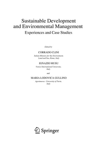 Sustainable Development and Environmental Management Experiences and Case Studies
