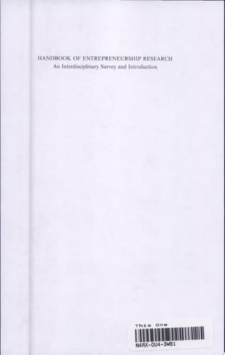 Handbook of Entrepreneurship Research An Interdisciplinary Survey and Introduction