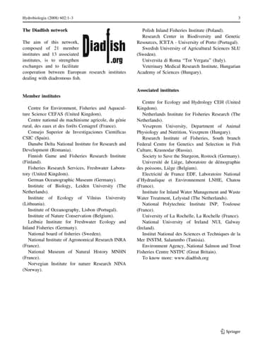 Fish and Diadromy in Europe (ecology, management, conservation)