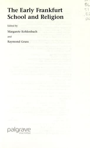 The Early Frankfurt School and Religion
