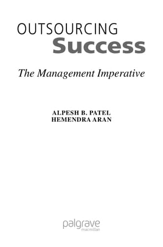 Outsourcing Success The Management Imperative