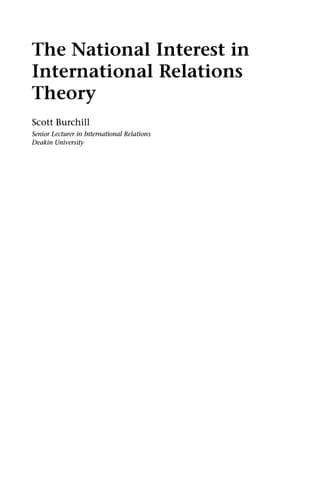 The National Interest in International Relations Theory