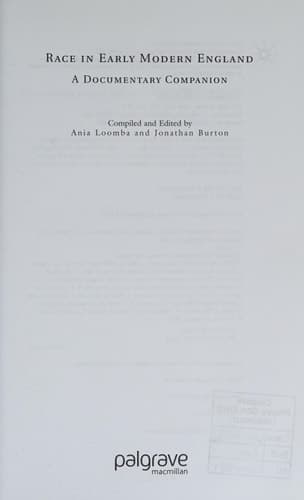 Race in Early Modern England A Documentary Companion