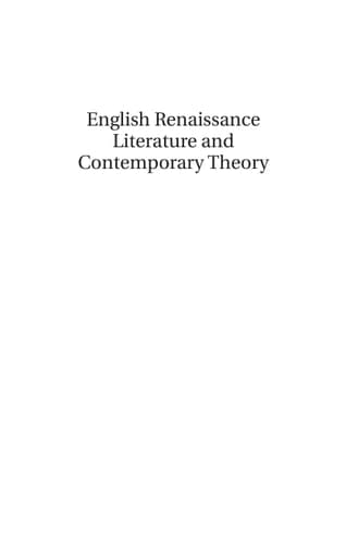 English Renaissance Literature and Contemporary Theory Sublime Objects of Theology