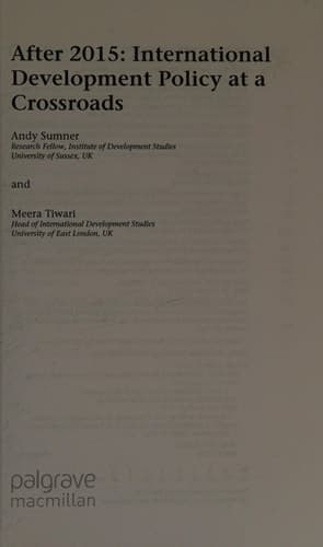 After 2015: International Development Policy at a Crossroads (Rethinking International Development series)