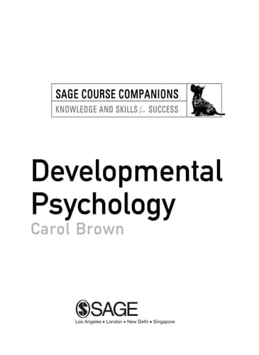 Developmental Psychology: A Course Companion (SAGE Course Companions series)