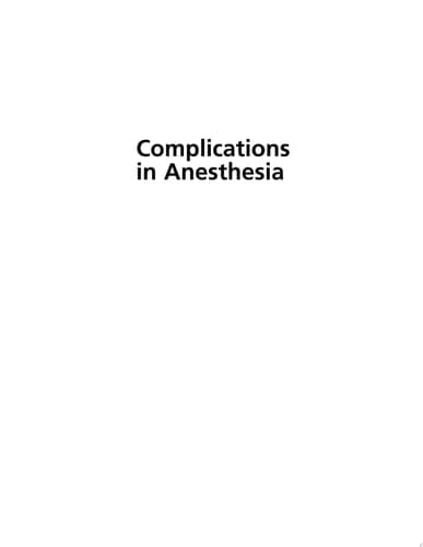 Complications in Anesthesia