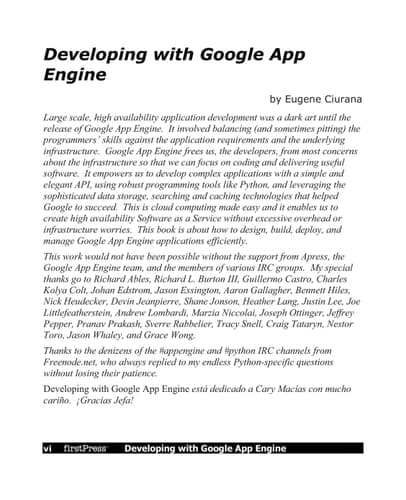 Developing with Google App Engine (FirstPress)