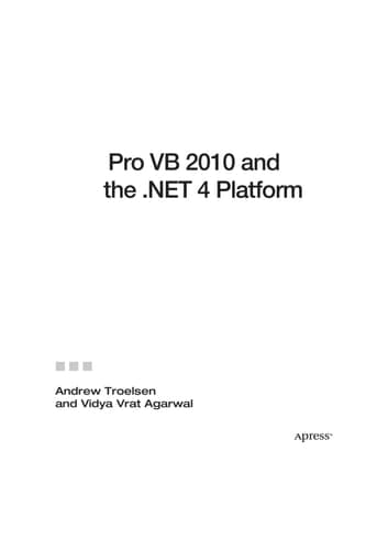 Pro VB 2010 and the .NET 4.0 Platform