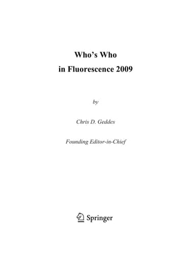 Who's Who in Fluorescence 2009