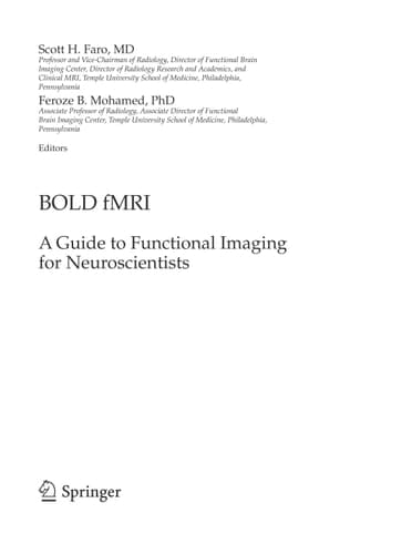 BOLD fMRI A Guide to Functional Imaging for Neuroscientists
