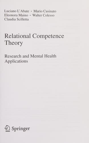 Relational Competence Theory Research and Mental Health Applications