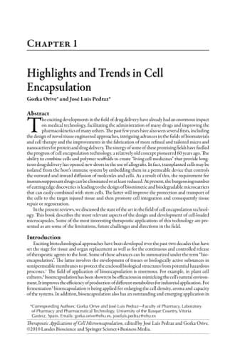 Therapeutic Applications of Cell Microencapsulation