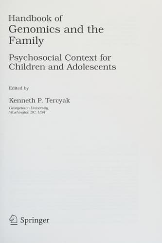 Handbook of Genomics and the Family Psychosocial Context for Children and Adolescents