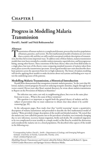 Modelling Parasite Transmission and Control