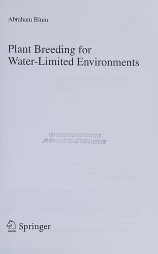 Plant Breeding for Water-Limited Environments