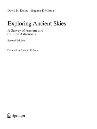 Exploring Ancient Skies A Survey of Ancient and Cultural Astronomy