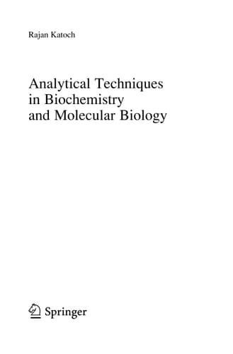 Analytical Techniques in Biochemistry and Molecular Biology