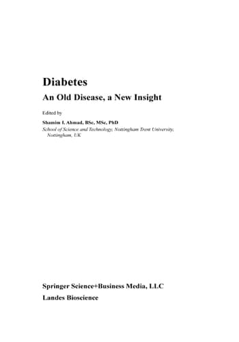 Diabetes An Old Disease, a New Insight