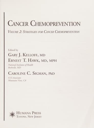 Cancer Chemoprevention Volume 1: Promising Cancer Chemopreventive Agents