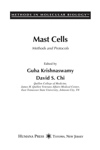 Mast Cells Methods and Protocols