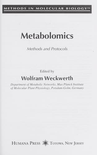 Metabolomics Methods and Protocols