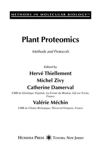 Plant Proteomics Methods and Protocols