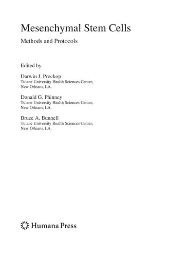 Mesenchymal Stem Cells Methods and Protocols