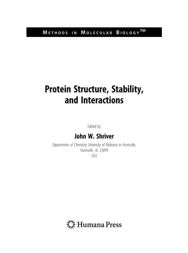 Protein Structure, Stability, and Interactions