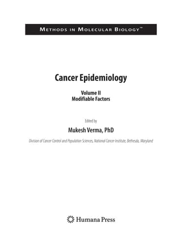 Cancer Epidemiology Volume 1, Host Susceptibility Factors