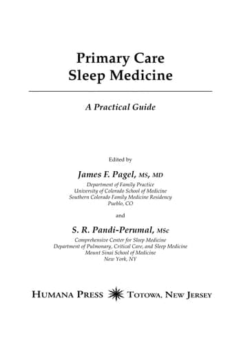Primary Care Sleep Medicine A Practical Guide