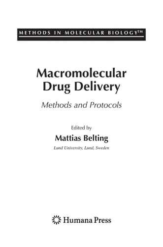 Macromolecular Drug Delivery Methods and Protocols